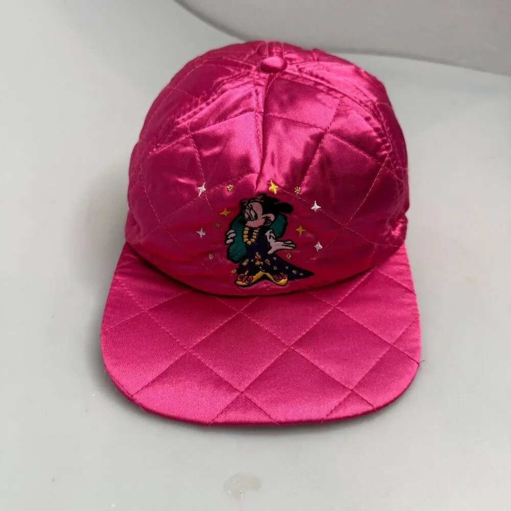 Minnie Mouse Glamour Vintage Quilted Disney Store Hat Cap Pink Satin 4-6X